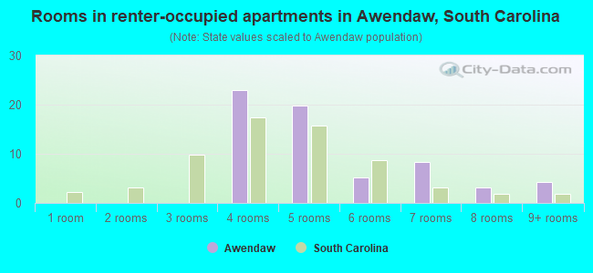 Rooms in renter-occupied apartments in Awendaw, South Carolina