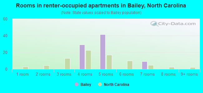 Rooms in renter-occupied apartments in Bailey, North Carolina