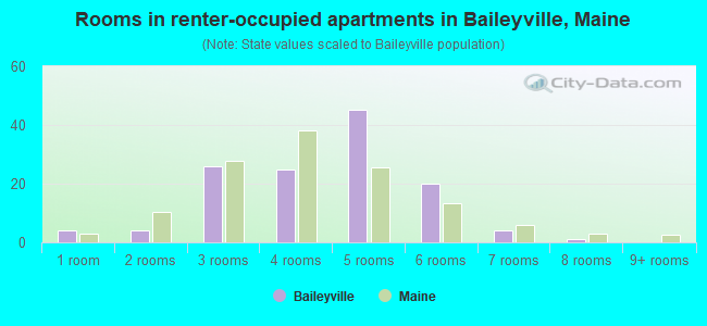 Rooms in renter-occupied apartments in Baileyville, Maine