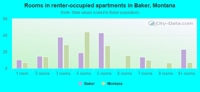 Rooms in renter-occupied apartments in Baker, Montana