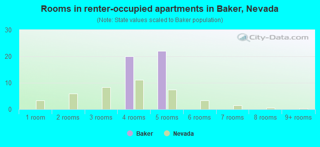Rooms in renter-occupied apartments in Baker, Nevada