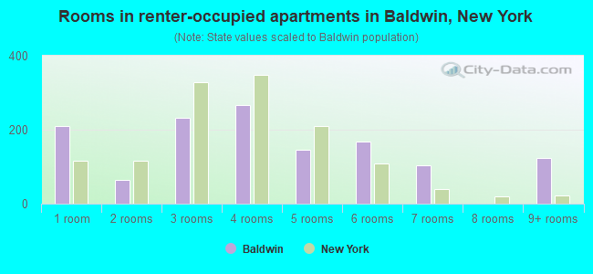 Rooms in renter-occupied apartments in Baldwin, New York