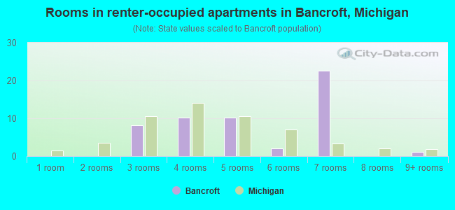 Rooms in renter-occupied apartments in Bancroft, Michigan