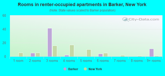 Rooms in renter-occupied apartments in Barker, New York