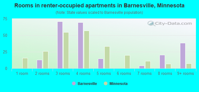 Rooms in renter-occupied apartments in Barnesville, Minnesota