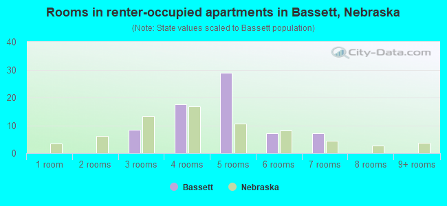 Rooms in renter-occupied apartments in Bassett, Nebraska
