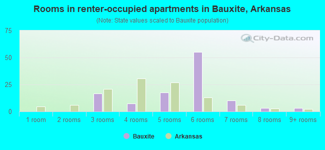 Rooms in renter-occupied apartments in Bauxite, Arkansas