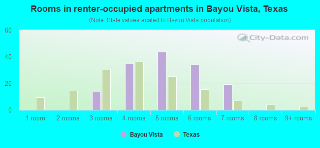 Rooms in renter-occupied apartments in Bayou Vista, Texas