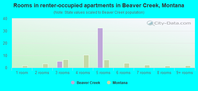 Rooms in renter-occupied apartments in Beaver Creek, Montana
