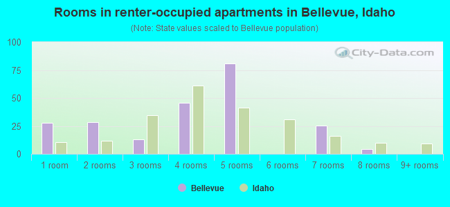 Rooms in renter-occupied apartments in Bellevue, Idaho