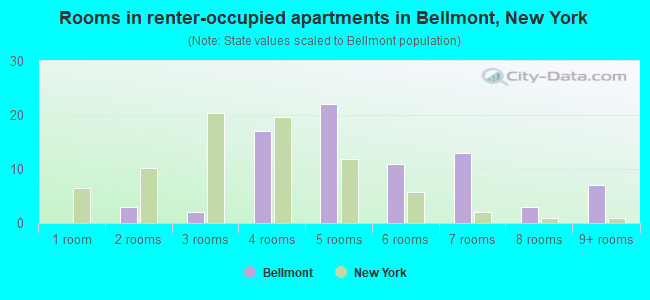 Rooms in renter-occupied apartments in Bellmont, New York
