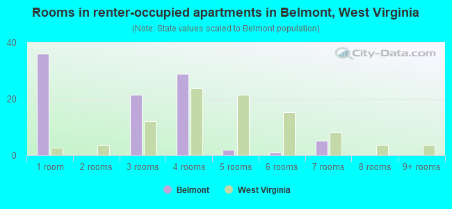 Rooms in renter-occupied apartments in Belmont, West Virginia