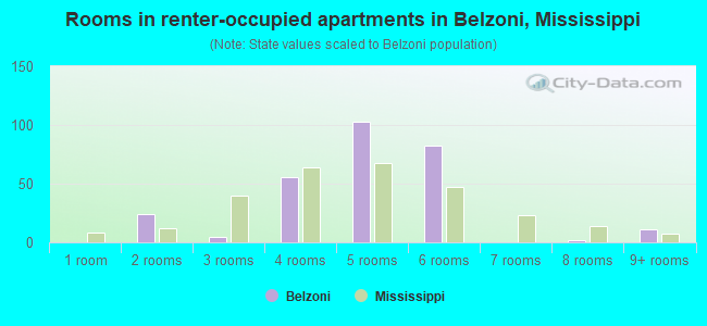 Rooms in renter-occupied apartments in Belzoni, Mississippi