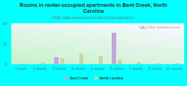 Rooms in renter-occupied apartments in Bent Creek, North Carolina