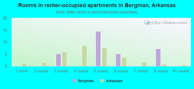 Rooms in renter-occupied apartments in Bergman, Arkansas