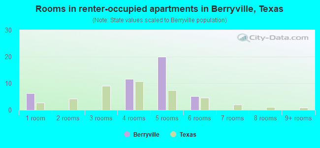 Rooms in renter-occupied apartments in Berryville, Texas
