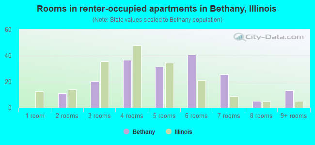 Rooms in renter-occupied apartments in Bethany, Illinois