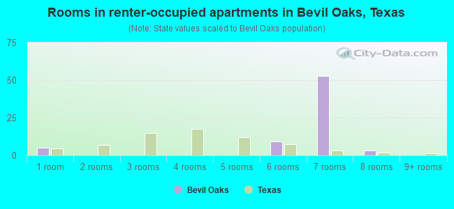 Rooms in renter-occupied apartments in Bevil Oaks, Texas