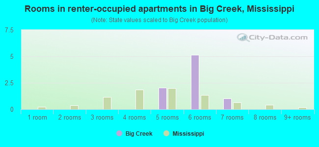 Rooms in renter-occupied apartments in Big Creek, Mississippi