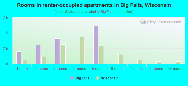 Rooms in renter-occupied apartments in Big Falls, Wisconsin