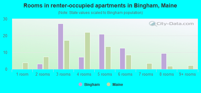 Rooms in renter-occupied apartments in Bingham, Maine