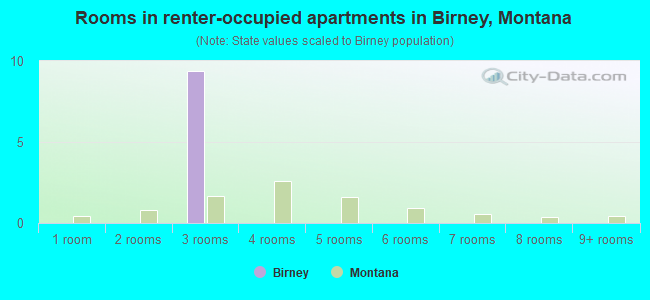 Rooms in renter-occupied apartments in Birney, Montana