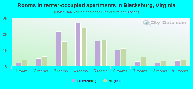 Rooms in renter-occupied apartments in Blacksburg, Virginia