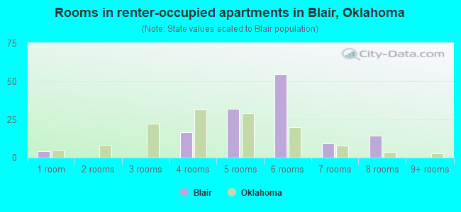 Rooms in renter-occupied apartments in Blair, Oklahoma