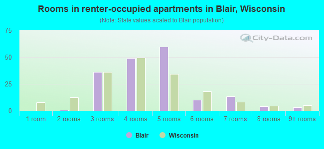 Rooms in renter-occupied apartments in Blair, Wisconsin