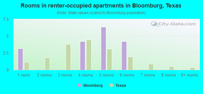 Rooms in renter-occupied apartments in Bloomburg, Texas