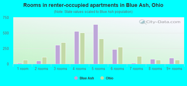 Rooms in renter-occupied apartments in Blue Ash, Ohio