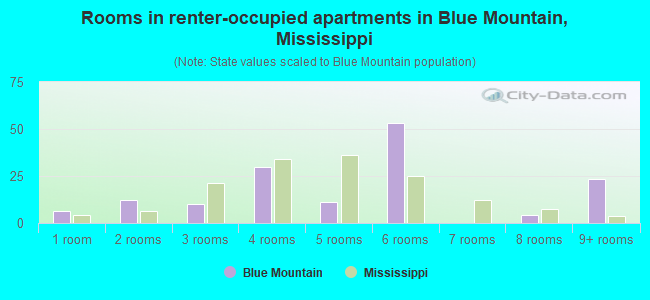 Rooms in renter-occupied apartments in Blue Mountain, Mississippi