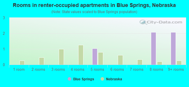 Rooms in renter-occupied apartments in Blue Springs, Nebraska