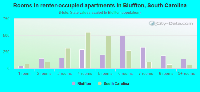 Rooms in renter-occupied apartments in Bluffton, South Carolina