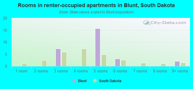 Rooms in renter-occupied apartments in Blunt, South Dakota