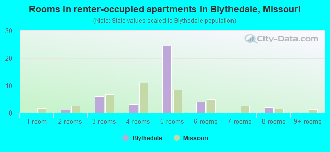 Rooms in renter-occupied apartments in Blythedale, Missouri