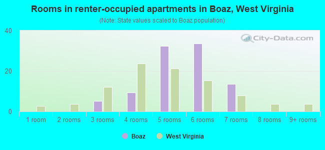 Rooms in renter-occupied apartments in Boaz, West Virginia