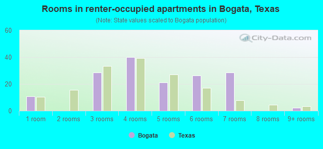 Rooms in renter-occupied apartments in Bogata, Texas