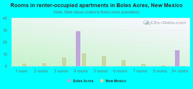 Rooms in renter-occupied apartments in Boles Acres, New Mexico