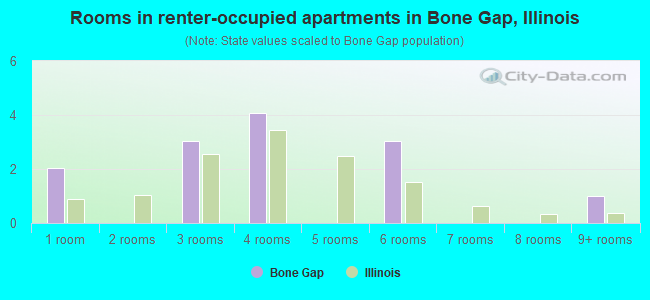 Rooms in renter-occupied apartments in Bone Gap, Illinois