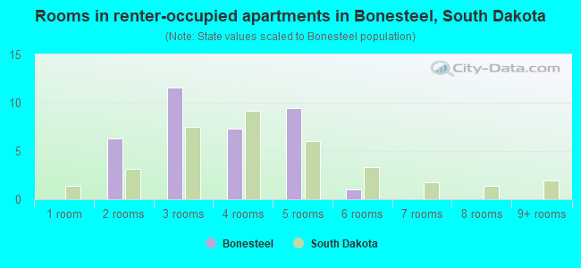 Rooms in renter-occupied apartments in Bonesteel, South Dakota