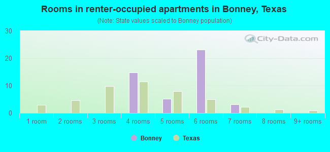 Rooms in renter-occupied apartments in Bonney, Texas