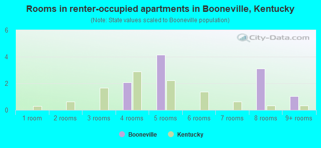 Rooms in renter-occupied apartments in Booneville, Kentucky
