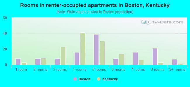Rooms in renter-occupied apartments in Boston, Kentucky