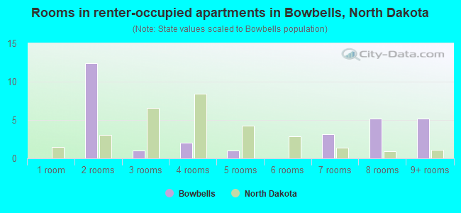 Rooms in renter-occupied apartments in Bowbells, North Dakota