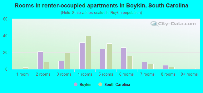 Rooms in renter-occupied apartments in Boykin, South Carolina