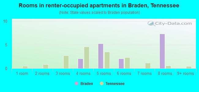 Rooms in renter-occupied apartments in Braden, Tennessee