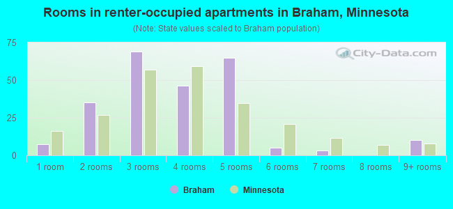 Rooms in renter-occupied apartments in Braham, Minnesota