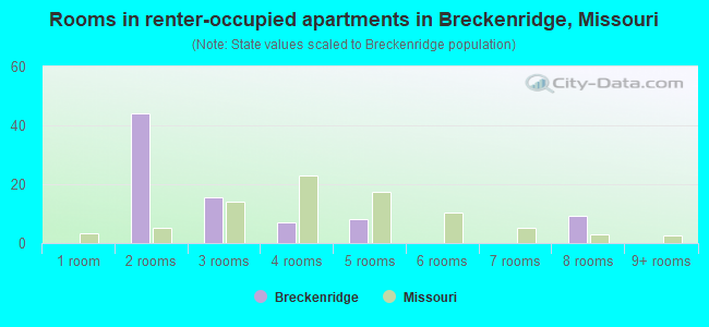 Rooms in renter-occupied apartments in Breckenridge, Missouri