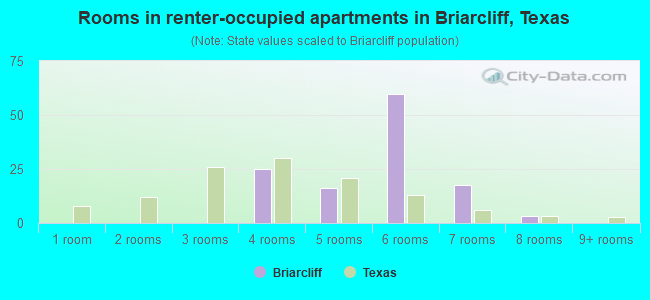 Rooms in renter-occupied apartments in Briarcliff, Texas